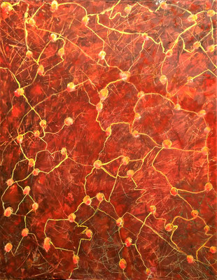 ZWEI MÄNNER MIT HUND; 80x60 cm; Acryl auf Leinen; Preis € 400,-