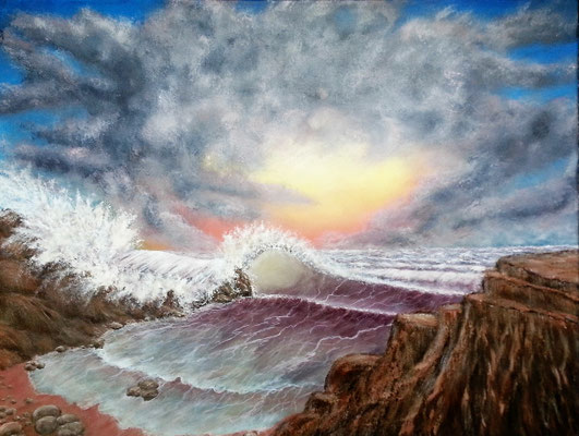 BRANDUNG; 58x76 cm; Öl auf Leinen mit Schlussfirnis seidenmatt; Preis € 350,-