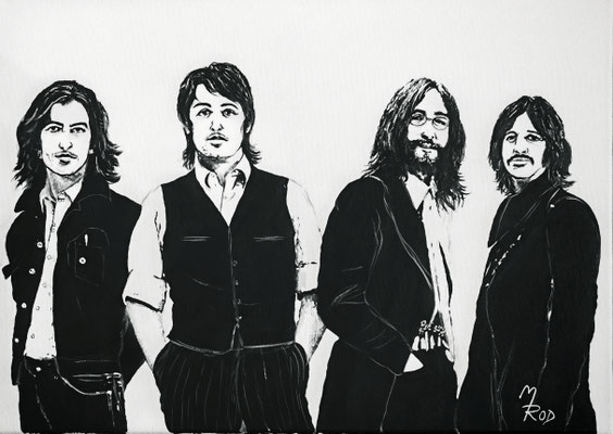 THE BEATLES Nr.5; 70x50 cm; Gesso auf Leinen mit Schlussfirnis matt; Preis € 300,-
