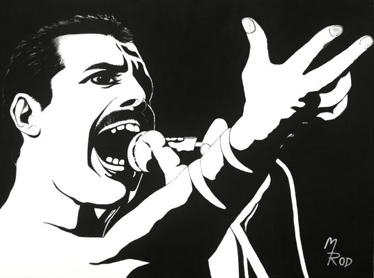 FREDDIE MERCURY Nr.2; 60x80 cm; Gesso auf Leinen (NICHT ERHÄLTLICH) 