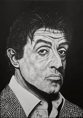 SYLVESTER STALLONE Nr.1; 70x50 cm; Gesso auf Leinen (NICHT ERHÄLTLICH) 
