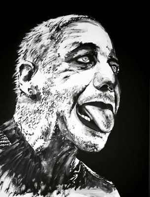 (noch nicht fertiggestellt) - TILL LINDEMANN Nr.2; 80x60 cm; Gesso auf Leinen mit Schlussfirnis matt; Preis € 500,- 