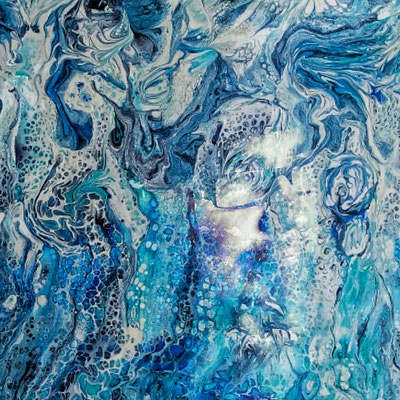 BLUE HELL; 40x40 cm; Liquid Acryl auf Leinen  (Original nicht mehr erhältlich) 