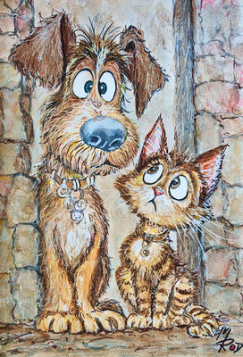 ROMEO & JULIA Nr.17, 30x21 cm, Acryl auf Aquarellpapier hinter Plexiglas inklusive Rahmen, Preis € 120,- 