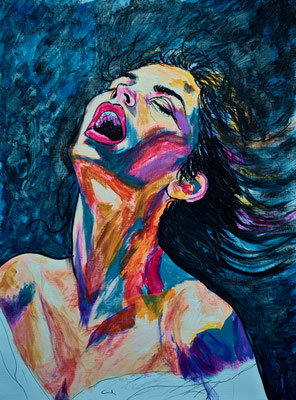 EXTASE Nr.3, 40x30 cm, Acryl auf Leinenpapier hinter Plexiglas inklusive Rahmen, Preis € 200,-