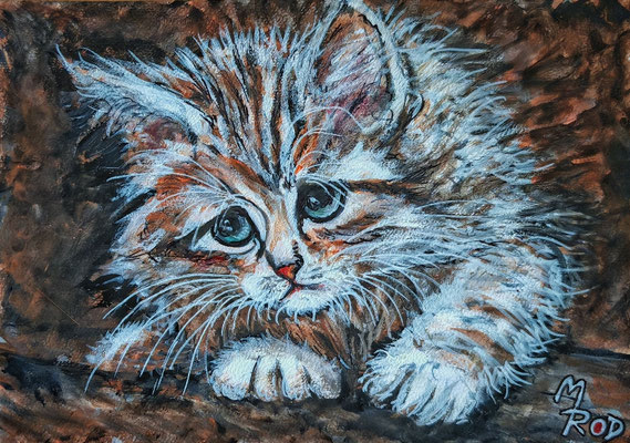 KATZE Nr.44; 21,5x30,5 cm; Acryl auf Aquarellpapier hinter Plexiglas inklusive Rahmen; Preis € 120,-