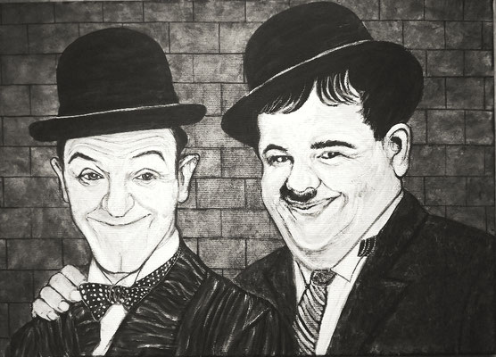 DICK & DOOF Nr.4; 50x70 cm; Gesso auf Leinen mit Schlussfirnis matt; Preis € 300,-