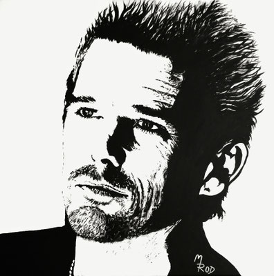 ETHAN HAWKE Nr.1; 60x60 cm; Gesso auf Leinen mit Schlussfirnis matt; € 300,- 
