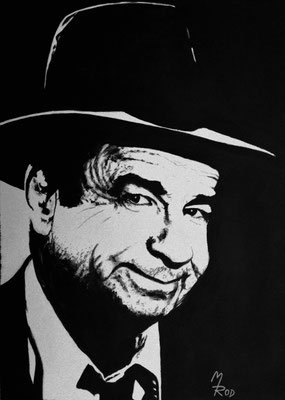 WALTER MATTHAU Nr.1; 70x50 cm; Gesso auf Leinen mit Schlussfirnis matt; Preis € 300,-