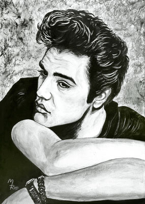 ELVIS PRESLEY Nr.7; 70x50 cm; Gesso auf Leinen mit Schlussfirnis seidenmatt; Preis € 300,-