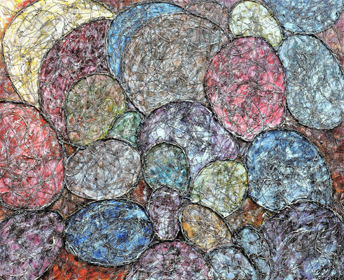 STONE EGGS, 80x100 cm, Mixed Media Art auf Leinen, Preis € 450,-