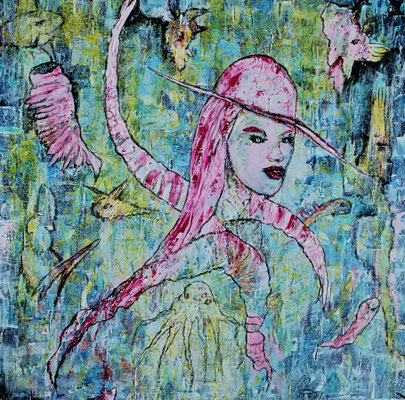 MARINA; 60x60 cm; Mixed Media auf Leinen; Preis € 350,-