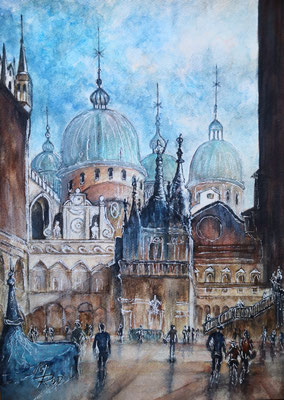 VENEDIG Nr.5; 43,5x33,5 cm; Aquarell mit Holzrahmen (Original nicht mehr erhältlich)
