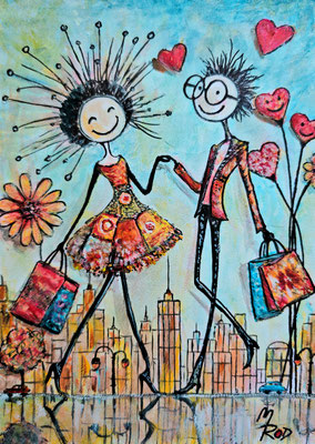 ROMEO & JULIA Nr.2; 30,5x21,5 cm; Acryl auf Aquarellpapier hinter Plexiglas inklusive Rahmen (Original nicht mehr erhältlich) 