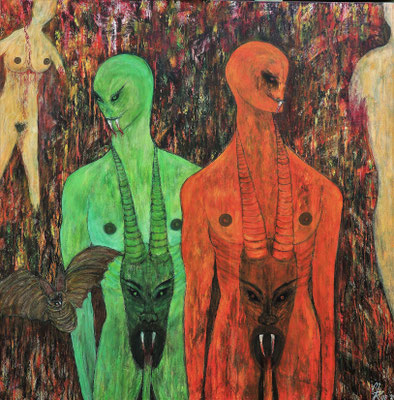 TATTOOIDEN; 100x100 cm; Acryl auf Leinen; Preis € 550,-