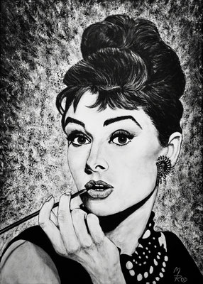 AUDREY HEPBURN Nr.2 ; 70x50 cm; Gesso auf Leinen (NICHT ERHÄLTLICH) 