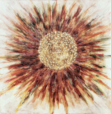 SONNENBLUME, 50x50 cm, Acryl auf Leinen, Preis € 250,-
