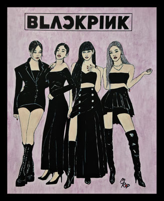 BLACKPINK; 41x31 cm; Acryl auf Leinenpapier mit Schlussfirnis behandelt hinter Plexiglas und mit Rahmen (Original nicht mehr erhältlich) 