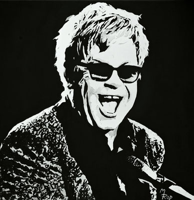ELTON JOHN Nr.1; 60x60 cm; Gesso auf Leinen mit Schlussfirnis matt; Preis € 400,-