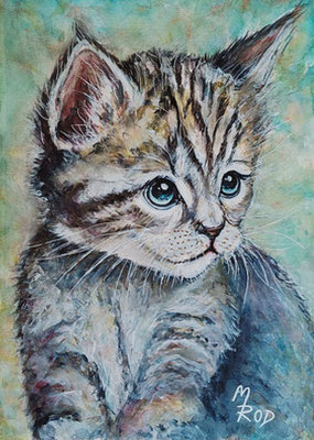 KATZE Nr.30, 30x21 cm, Acryl auf Aquarellpapier hinter Plexiglas inklusive Rahmen (NICHT ERHÄLTLICH)