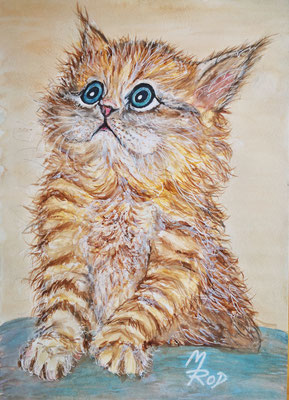 KATZE Nr.16; 52x42 cm; Aquarell mit Passepartout, Glasscheibe und Rahmen (Original nicht mehr erhältlich)