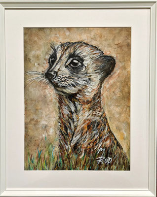 ERDMÄNCHEN Nr.1; 51,5x41,5 cm; Aquarell/Gesso mit Passepartout, Plexiglas und Rahmen