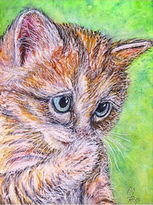 KATZE Nr.18, 40x30 cm, Acryl auf Aquarellpapier mit Passepartout hinter Plexiglas inklusive Rahmen (NICHT ERHÄLTLICH)