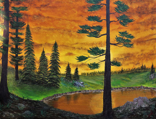 ABENDRÖTE; 60x80 cm; Öl auf Leinen mit Schlussfirnis seidenmatt; Preis € 400,-