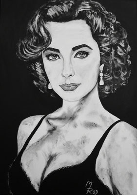 ELIZABETH TAYLOR Nr.1; 70x50 cm; Gesso auf Leinen mit Schlussfirnis seidenmatt; Preis € 400,-