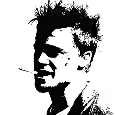 BRAD PITT Nr.1 (als Tyler Durden in "Fight Club"); 60x60 cm; Gesso auf Leinen mit Schlussfirnis matt; Preis € 300,-