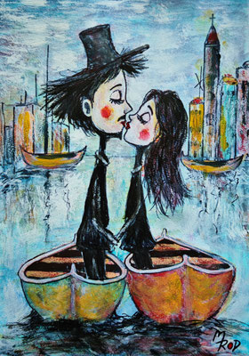 ROMEO & JULIA Nr.1b, 30x21 cm, Acryl auf Aquarellpapier hinter Plexiglas inklusive Rahmen (NICHT ERHÄLTLICH) 
