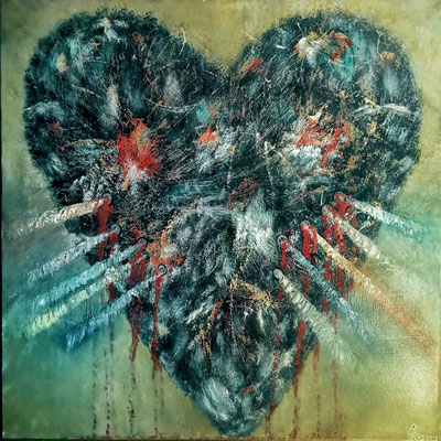 HEART ATTACK, 80x80 cm, Öl auf Leinen, Preis € 400,-