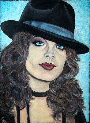 ROMY SCHNEIDER ; 80x60 cm; Acryl auf Leinen mit Schlussfirnis seidenmatt; Preis € 400,-