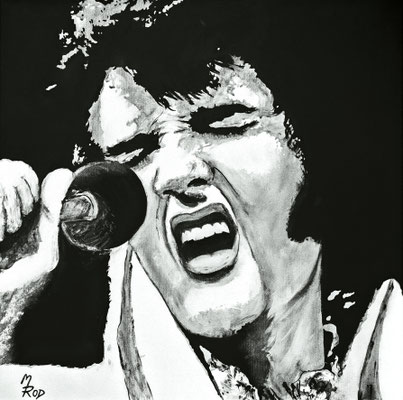 ELVIS PRESLEY Nr.13; 60x60 cm; Gesso auf Leinen mit Schlussfirnis matt; Preis € 300,-