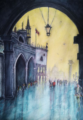 VENEDIG Nr.7; 51,5x40,5 cm; Aquarell mit Passepartout und Rahmen; Preis € 200,-