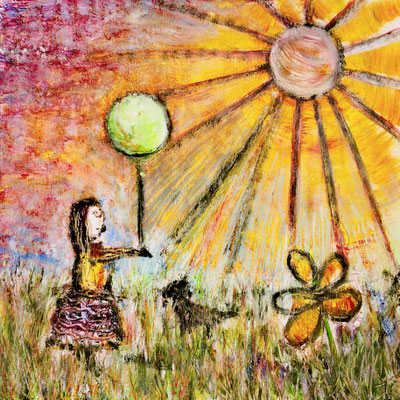 KINDERTAGE; 40x40 cm; Öl/Acryl auf Leinen; Preis € 200,-