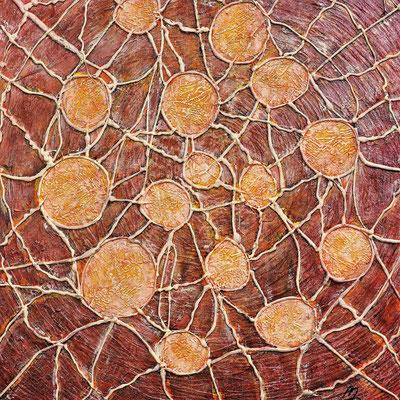  ARACHNATOM; 60x60 cm; Mixed Media auf Leinen; Preis € 350,-