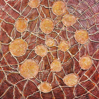  ARACHNATOM; 60x60 cm; Mixed Media auf Leinen; Preis € 350,-