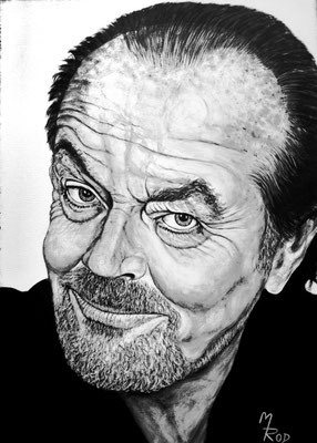 JACK NICHOLSON Nr.1; 70x50 cm; Gesso auf Leinen mit Schlussfirnis matt; Preis € 300,-