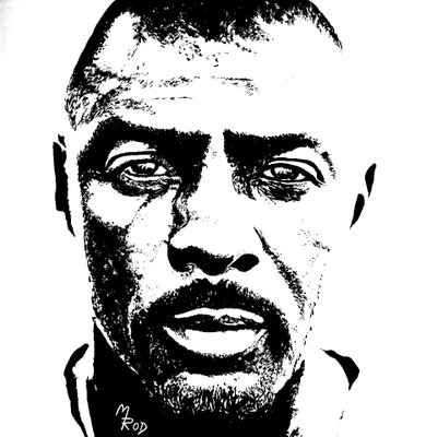 IDRIS ELBA Nr.1; 60x60 cm; Gesso auf Leinen mit Schlussfirnis matt; € 300,- 
