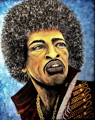 JIMMY HENDRIX Nr.4; 100x80 cm; Acryl auf Leinen mit Schlussfirnis seidenmatt; Preis € 500,-