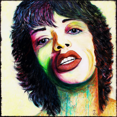 MICK JAGGER Nr. 1, 80x80 cm, Acryl auf Leinen, Preis € 400,-