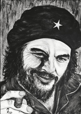 CHE GUEVARA Nr.7; 70x50 cm; Gesso auf Leinen mit Schlussfirnis matt; € 300,- 