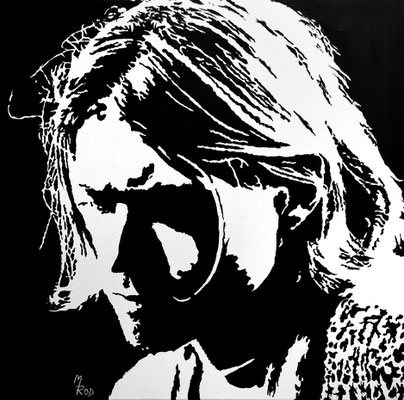 KURT COBAIN Nr.3; 60x60 cm; Gesso auf Leinen mit Schlussfirnis seidenmatt; Preis € 400,-
