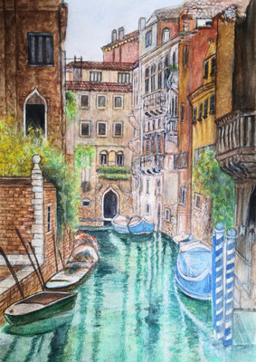 VENEDIG Nr.2; 51,5 x41,5 cm; Aquarell mit Passepartout und Rahmen (Original nicht mehr erhältlich) 