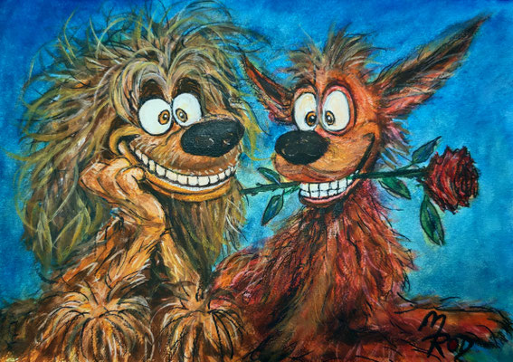 ROMEO & JULIA Nr.11, 21x30 cm, Acryl auf Aquarellpapier hinter Plexiglas inklusive Rahmen (NICHT ERHÄLTLICH) 