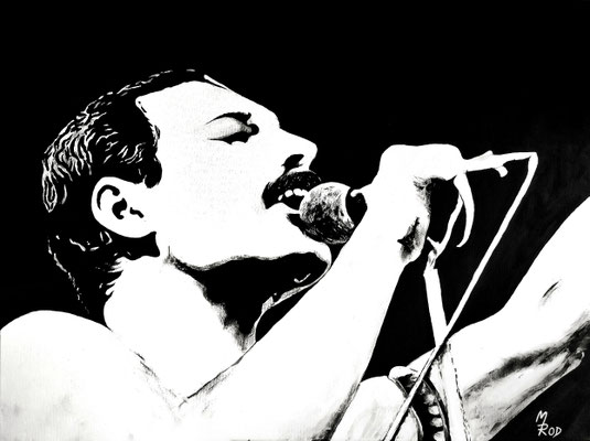 FREDDIE MERCURY Nr.3; 60x80 cm; Gesso auf Leinen mit Schlussfirnis seidenmatt; Preis € 350,-