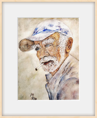 ALTER MANN Nr.2; 51,5x41,5 cm; Aquarell mit Passepartout und Rahmen (Original nicht mehr erhältlich)