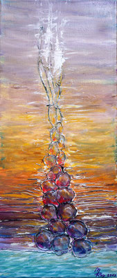 TRAUBENGEBURT; 60x30 cm; Mixed Media auf Leinen; Preis € 200,- 
