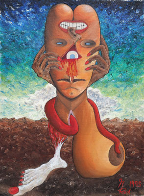 GENDEFEKT; 70x50 cm; Öl auf Leinen; Preis € 400,-